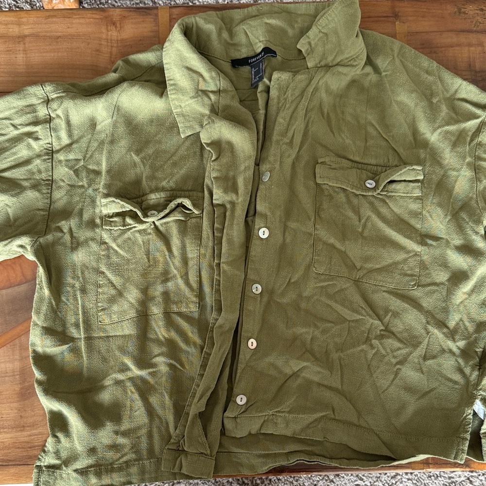 Forever 21 Women's Olive Green Blouse